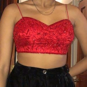 Red Embroidered Bustier / Bralette